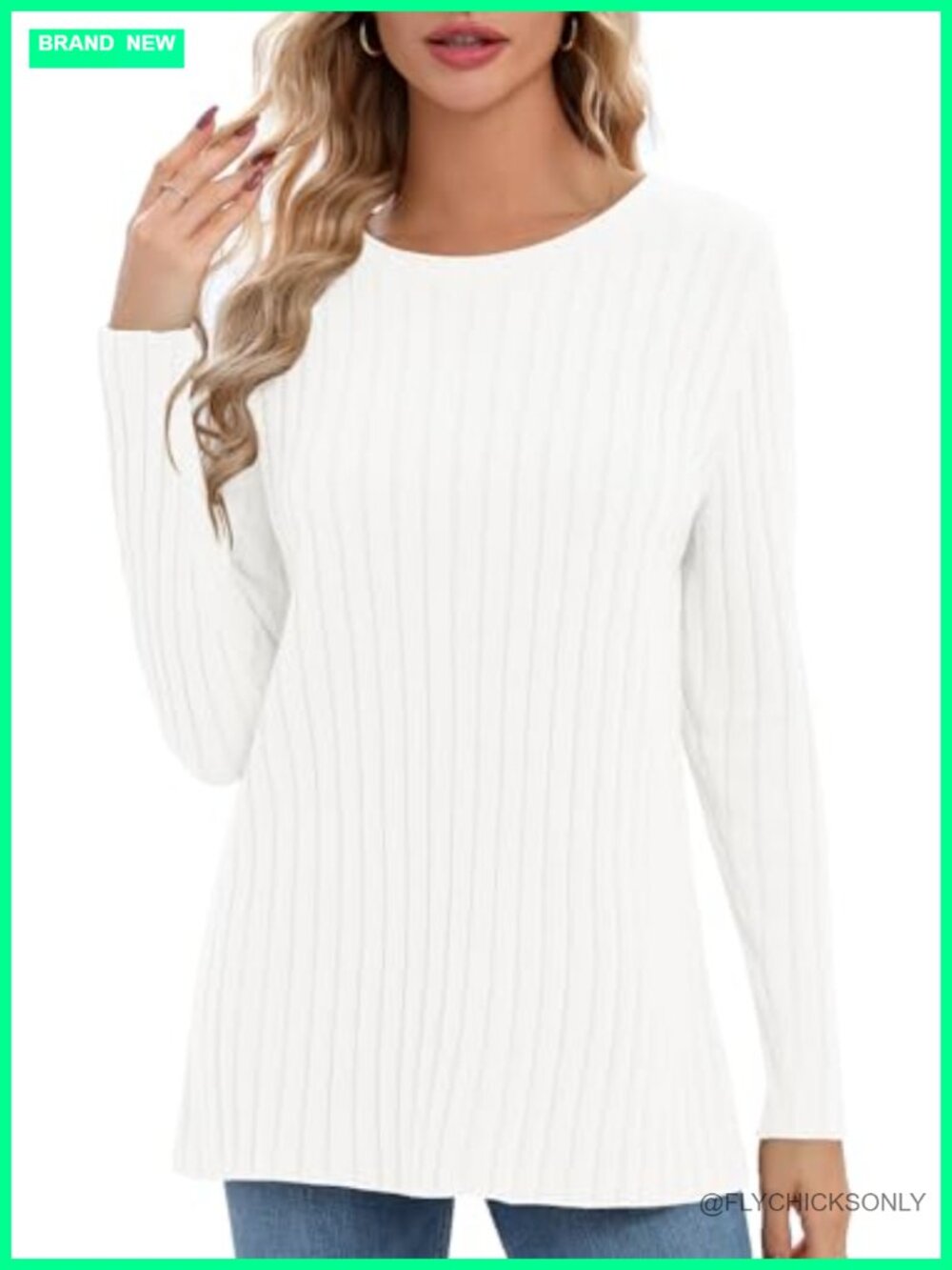 Women's Lightweight Crewneck Pullover Sweater Long Sleeve Knitted Fall Top